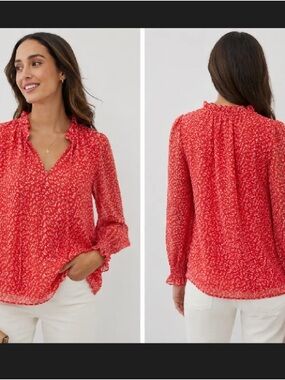 LOFT Women  Floral Button Up Shirt work Office Busness Casual top Size S